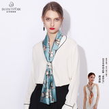 达芬奇密码丝巾女士轻奢夏季冰丝韩版围巾通勤百搭长条围脖实用礼物送女生 风华杏语 蓝色