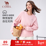 骆驼（CAMEL）长袖圆领套头卫衣女宽松休闲运动打底衫 J23CZ0L5064 柔雾粉 S