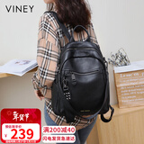 viney牛皮双肩包女大容量高颜值书包旅游轻便旅行包背包生日情人节礼物