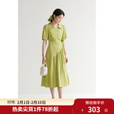 独束大码女装【束型系列】夏日曼波赫本风优雅围裹式修身连衣裙女 薄荷曼波 XL (尺码：3)