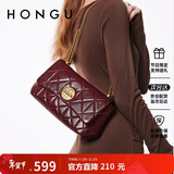 红谷包包女包头层牛皮单肩腋下包百搭菱格链条包斜挎包新年生日礼物