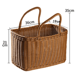 ken's仿藤编购物篮日式买菜篮子手提花篮编织包野餐篮宠物水果篮 购物提篮-精编款