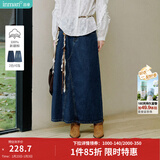茵曼（INMAN）时尚绣花立领衬衫2026春季洋气宽松休闲长袖衬衣 深牛仔蓝半身裙-18438189 M （裤子 27码）