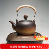 容山堂粗陶茶壶煮茶器茶具套装泡茶壶烧水壶电陶炉围炉煮茶碳炉酒精炉 祥云茶壶小悦黑胡桃电陶炉 780ml