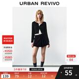 UR秋季新款女装旷野美拉德百搭修身针织开衫UWB940014 黑色 S