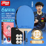 红双喜（DHS）狂飚蓝色 六星乒乓球拍直拍比赛训练专用 7层纯木 H6008 