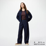 优衣库常规款女装男装宽松廓形牛仔裤/弯刀镰刀裤子479000 482280 479000/69藏青色 25 /160/64A