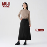 MUJI女式 木棉混 灯芯绒 A字裙 中长款半身裙子女款 美拉德 BE11CC3A 黑色 S 155/62A