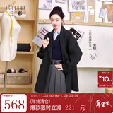 三彩【宋轶同款】【100绵羊毛】2025冬季新款双面呢大衣中长毛呢外套S 深邃灰 XS 150/76A