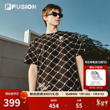 FILA FUSION斐乐潮牌情侣款针织短袖衫夏季时尚宽松纯棉T恤 正黑色-BK 2XL 185/104A