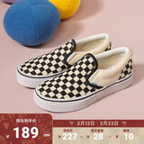 VANS范斯童鞋官方 Slip-On棋盘格亲子款舒适一脚蹬中大童帆布鞋 黑白棋盘格 34码 实测内长21cm