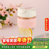 乐扣乐扣（LOCK&LOCK）咖啡杯耐热玻璃水杯子男女学生便携式双饮吸管杯随手杯500ML粉色