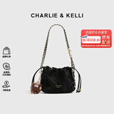 CHARLIE&KELLI CK品牌包包女款斜挎包云朵包轻奢小众单肩女包新年情人节礼物 黑色【京仓配送 赠礼袋】