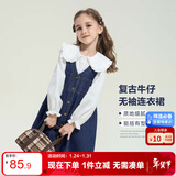 左西女童连衣裙秋装春秋2026新款儿童牛仔裙女孩背带裙子 牛仔色 130