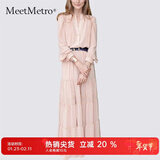 MeetMetro玛依尔法式仙女连衣裙女2025秋新款高端气质纯欲风裙子礼服长裙 藕粉【现货闪电发】 M