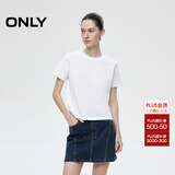 ONLY2025秋季新款简约舒适基础纯色圆领正肩短袖T恤女|125101058 A43 奶油白色 L (170) 88A