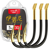 臻佑（Grsaed）双血槽伊势尼鱼钩5号鱼钩散装大物钩有倒刺鲫鲤钓鱼钩钓鱼配件