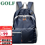高尔夫（GOLF）可折叠双肩包防泼水男女大容量14英寸学生电脑书包便携户外背包男 深蓝色