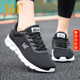 361°女鞋运动鞋女冬季款361度女士网面透气学生休闲百搭旅游跑步鞋子R 乌黑色/361度白 36