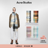 Acne Studios【12期免息】男女同款格纹流苏彩虹Vally围巾羊毛披肩 蓝色/米色/黑色 均码