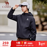 骆驼（CAMEL）户外登山服中性加绒防泼水风衣外套 C34CW0L4626A 幻影黑 XL