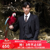 雅戈尔（YOUNGOR）套西上衣男227F款二粒单排扣修身版商务西服纯羊毛不易皱 黑色VOTX220227AIA上衣标准版 XL 180/100A