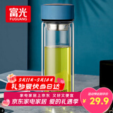 富光男女士双层玻璃杯 高硼硅玻璃304茶隔水杯子 带茶隔泡茶杯400ml