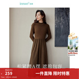 茵曼（INMAN）2025秋冬女装新款灯芯绒连衣裙新品长袖休闲针织礼服中长裙子 咖啡色 M
