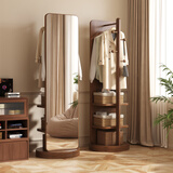 千禧华府全身镜穿衣镜旋转镜子家用落地卧室多功能挂衣架一体试衣镜方胡6