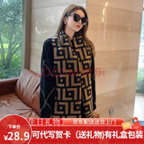 鑫诺翔围巾女保暖秋冬季时尚韩版可爱网红字母仿羊绒百搭学生围脖女披肩 经典咖色