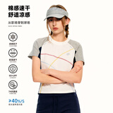 PSO Brand凉感速干运动短袖男款7A抗菌拼接撞色线迹上衣圆领T恤女羽毛球服 女款 象牙白 White 码数偏小/卡码建议拍大一码 M