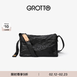 GROTTO个乐黑石包经典大容量植鞣绵羊皮单肩斜挎通勤软包男女款新年礼物 黑石M（黑标）