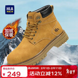 海澜之家HLA新年礼物情侣靴棉鞋大黄靴男马丁靴子男 T249 土黄色(加绒) 43
