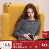 三彩2025冬季新款彩色单排扣小狗针织衫开衫外套圆领长袖百搭M 矿石灰 S 155/80A