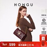 红谷包包女包新款女士单肩包头层牛皮腋下包高级感链条情人节礼物 酒红