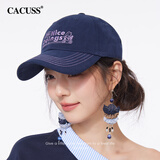 CACUSS棒球帽女字母刺绣帽子女春季鸭舌帽棉质软顶显脸小遮阳帽女 星蓝