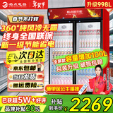 格点大容量饮料柜商用冰柜直冷藏展示柜酒水柜纯风冷无霜保鲜柜超市玻璃门冰箱立式啤酒柜 大双门加深款纯风冷 无霜数显豪华款