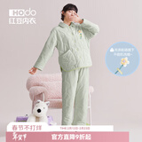 红豆（Hodo）女士珊瑚绒夹棉睡衣三层加厚保暖冬季抗静电少女可外穿家居服套装 寇梢绿 L (165)