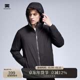 天石春秋3M新雪丽棉棉服男士外套短款连帽户外运动中间层薄夹克V160 黑色 连帽款 M （170/92A)