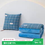 洁丽雅 抱枕被子水晶绒加厚多功能靠枕汽车靠垫办公室两用 加绒格子蓝 