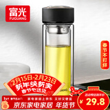富光 男女士双层玻璃杯 水杯 支持团购定制 304杯子泡茶杯400ML黑