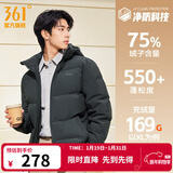 361°连帽羽绒服男冬季新款防水防油防污科技防钻绒羽绒服保暖运动外套 【男款】玄灰色 XS