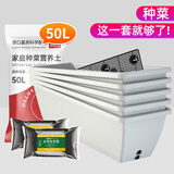原起点 长方形种菜盆(18L)大花盆阳台塑料种菜箱懒人神器长条蔬菜种植箱 牛津灰5个+50L营养土+80g有机肥