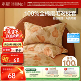 水星家纺枕套纯棉100%全棉磨毛柔感对枕套抑菌A类枕头罩一对装双人48x74cm