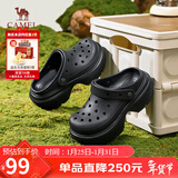 骆驼（CAMEL）洞洞鞋女清爽镂空两穿厚底沙滩凉拖鞋 L25M071024 黑色 36 