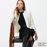 优衣库女装纽花圆领针织开衫/毛衣外套空调衫通勤秋冬新款488123 481477/01乳白色 L