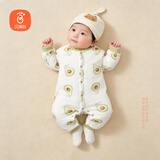 贝瑞加（Babyprints）婴儿连体衣男女宝宝秋冬夹棉保暖衣服加厚爬服外出哈衣柔软 绿73