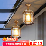 凯优美（KAIYOUMEI）户外中式别墅吊灯室外过道吸顶灯走廊凉亭阳台露台玄关庭院吊链灯 9寸/古铜色/吸顶款【led暖光】