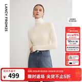 朗姿骐骥红【羊毛Basic衣橱】纯羊毛毛针织衫冬季新款修身长袖毛衣 白色 M