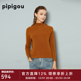 皮皮狗100%山羊绒 连领插肩袖韩版套头上衣内搭纯色加厚针织衫女秋冬 213桂圆黄 L /105